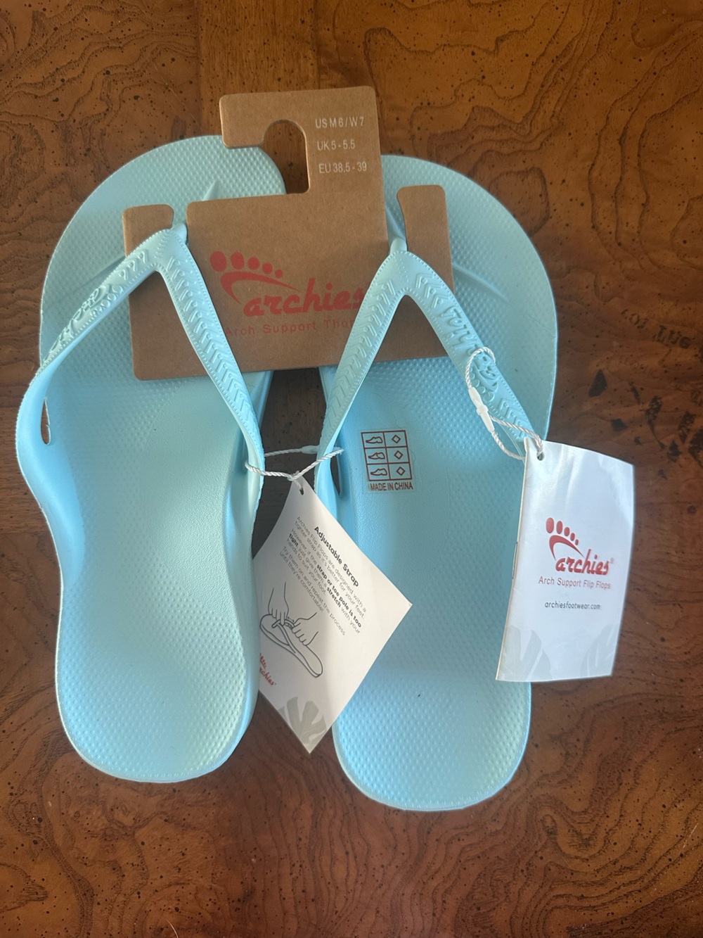 Archies Women’s Light Blue Arch Support Flip Flops